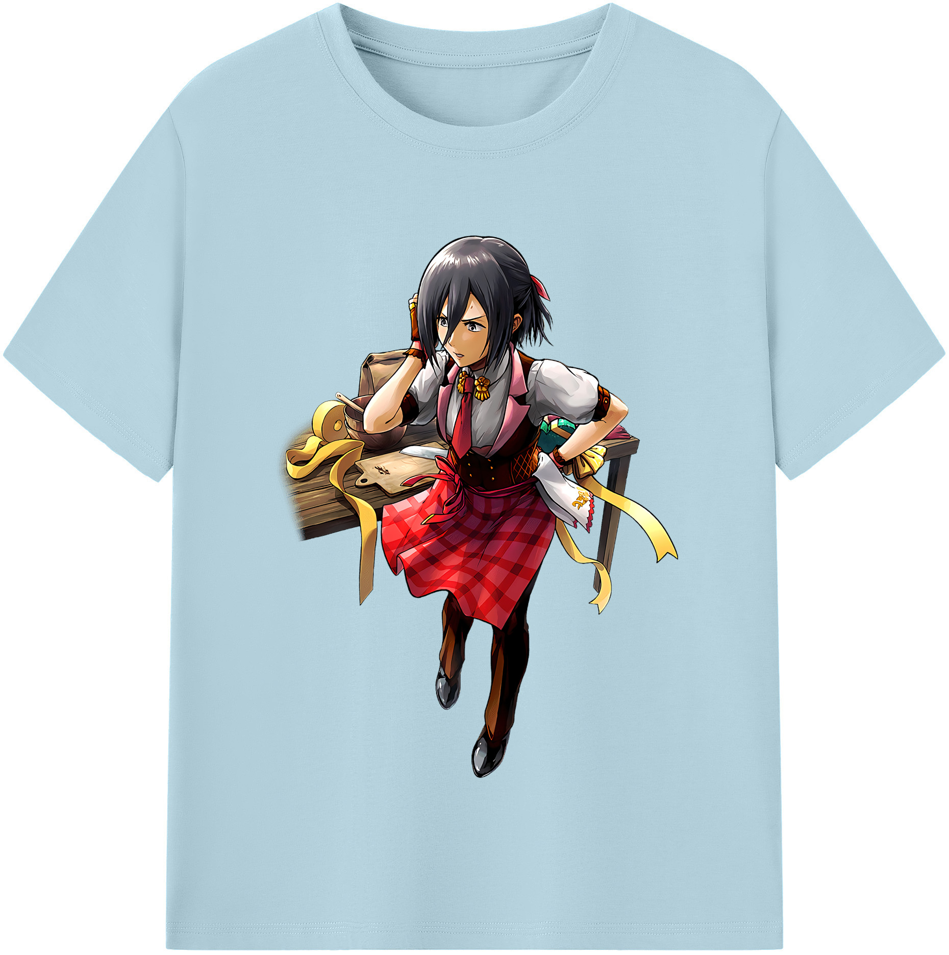 （画像用） 進撃の巨人 ミカサ·アッカーマン Attack on Titan Mikasa Ackerman 綿100％半袖Tシャツ（フロントプリント）